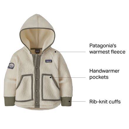 Patagonia Retro Pile Fleece Jacket Infant 3T Live Simply Whale Patch Natural MAVA4 ZZW58 46.25